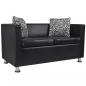 Preview: Sofa-Set Kunstleder 3-Sitzer + 2-Sitzer + Sessel Schwarz