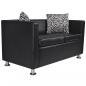 Preview: Sofa-Set Kunstleder 3-Sitzer + 2-Sitzer + Sessel Schwarz