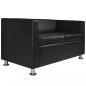 Preview: Sofa-Set Kunstleder 3-Sitzer + 2-Sitzer + Sessel Schwarz