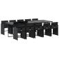 Preview: 11-tlg. Garten-Essgruppe mit Kissen Schwarz Poly Rattan