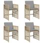 Preview: Gartenstühle mit Kissen 4 Stk. Beigemischung Poly Rattan