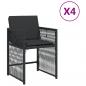Preview: Gartenstühle mit Kissen 4 Stk. Schwarz Poly Rattan