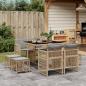 Preview: ARDEBO.de - 9-tlg. Garten-Essgruppe mit Kissen Beigemischung Poly Rattan