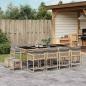 Preview: ARDEBO.de - 13-tlg. Garten-Essgruppe mit Kissen Beigemischung Poly Rattan