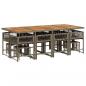 Preview: 13-tlg. Garten-Essgruppe mit Kissen Grau Poly Rattan
