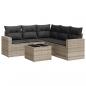 Preview: 6-tlg. Garten-Sofagarnitur mit Kissen Hellgrau Poly Rattan