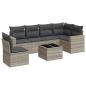 Preview: 7-tlg. Garten-Sofagarnitur mit Kissen Hellgrau Poly Rattan