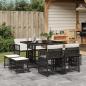Preview: ARDEBO.de - 9-tlg. Garten-Essgruppe mit Kissen Schwarz Poly Rattan