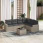 Preview: ARDEBO.de - 7-tlg. Garten-Sofagarnitur mit Kissen Hellgrau Poly Rattan