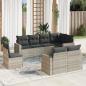 Preview: ARDEBO.de - 8-tlg. Garten-Sofagarnitur mit Kissen Hellgrau Poly Rattan