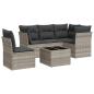 Preview: 6-tlg. Garten-Sofagarnitur mit Kissen Hellgrau Poly Rattan