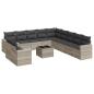 Preview: 12-tlg. Garten-Sofagarnitur mit Kissen Hellgrau Poly Rattan