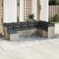 Preview: ARDEBO.de - 8-tlg. Garten-Sofagarnitur mit Kissen Hellgrau Poly Rattan