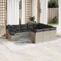 Preview: ARDEBO.de - 11-tlg. Garten-Sofagarnitur mit Kissen Hellgrau Poly Rattan