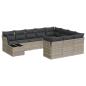 Preview: 11-tlg. Garten-Sofagarnitur mit Kissen Hellgrau Poly Rattan