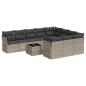 Preview: 11-tlg. Garten-Sofagarnitur mit Kissen Hellgrau Poly Rattan