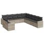 Preview: 11-tlg. Garten-Sofagarnitur mit Kissen Hellgrau Poly Rattan