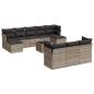 Preview: 11-tlg. Garten-Sofagarnitur mit Kissen Hellgrau Poly Rattan