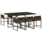 Preview: 7-tlg. Garten-Essgruppe mit Kissen Braun Poly Rattan