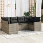 Preview: ARDEBO.de - 6-tlg. Garten-Sofagarnitur mit Kissen Hellgrau Poly Rattan