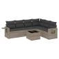 Preview: 7-tlg. Garten-Sofagarnitur mit Kissen Hellgrau Poly Rattan