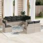Preview: ARDEBO.de - 8-tlg. Garten-Sofagarnitur mit Kissen Hellgrau Poly Rattan