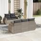 Preview: ARDEBO.de - 6-tlg. Garten-Sofagarnitur mit Kissen Hellgrau Poly Rattan