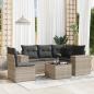 Preview: ARDEBO.de - 6-tlg. Garten-Sofagarnitur mit Kissen Hellgrau Poly Rattan
