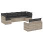 Preview: 9-tlg. Garten-Sofagarnitur mit Kissen Hellgrau Poly Rattan