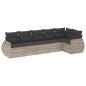 Preview: 6-tlg. Garten-Sofagarnitur mit Kissen Hellgrau Poly Rattan