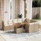 Preview: ARDEBO.de - 10-tlg. Garten-Sofagarnitur mit Kissen Beige Poly Rattan