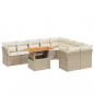 Preview: 10-tlg. Garten-Sofagarnitur mit Kissen Beige Poly Rattan