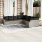 Preview: ARDEBO.de - 10-tlg. Garten-Sofagarnitur mit Kissen Hellgrau Poly Rattan