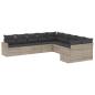 Preview: 10-tlg. Garten-Sofagarnitur mit Kissen Hellgrau Poly Rattan
