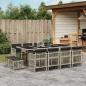 Preview: ARDEBO.de - 13-tlg. Garten-Essgruppe mit Kissen Hellgrau Poly Rattan