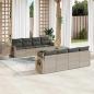 Preview: ARDEBO.de - 9-tlg. Garten-Sofagarnitur mit Kissen Hellgrau Poly Rattan