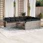 Preview: ARDEBO.de - 11-tlg. Garten-Sofagarnitur mit Kissen Hellgrau Poly Rattan