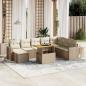 Preview: ARDEBO.de - 9-tlg. Garten-Sofagarnitur mit Kissen Beige Poly Rattan