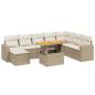Preview: 9-tlg. Garten-Sofagarnitur mit Kissen Beige Poly Rattan