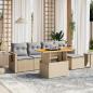 Preview: ARDEBO.de - 6-tlg. Garten-Sofagarnitur mit Kissen Beige Poly Rattan