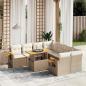 Preview: ARDEBO.de - 9-tlg. Garten-Sofagarnitur mit Kissen Beige Poly Rattan