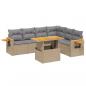 Preview: 7-tlg. Garten-Sofagarnitur mit Kissen Beige Poly Rattan