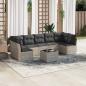 Preview: ARDEBO.de - 8-tlg. Garten-Sofagarnitur mit Kissen Hellgrau Poly Rattan