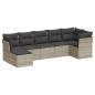 Preview: 7-tlg. Garten-Sofagarnitur mit Kissen Hellgrau Poly Rattan
