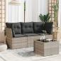 Preview: ARDEBO.de - 4-tlg. Garten-Sofagarnitur mit Kissen Hellgrau Poly Rattan
