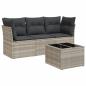 Preview: 4-tlg. Garten-Sofagarnitur mit Kissen Hellgrau Poly Rattan