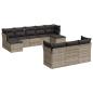 Preview: 10-tlg. Garten-Sofagarnitur mit Kissen Hellgrau Poly Rattan