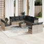 Preview: ARDEBO.de - 12-tlg. Garten-Sofagarnitur mit Kissen Hellgrau Poly Rattan