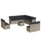 Preview: 12-tlg. Garten-Sofagarnitur mit Kissen Hellgrau Poly Rattan