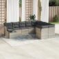 Preview: ARDEBO.de - 10-tlg. Garten-Sofagarnitur mit Kissen Hellgrau Poly Rattan